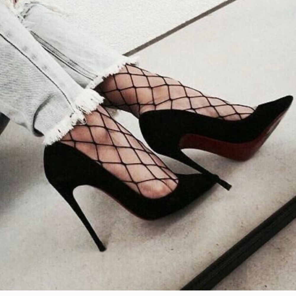 NORDSTROM 2 PAIR Open Fishnet Anklet Socks NEW Black